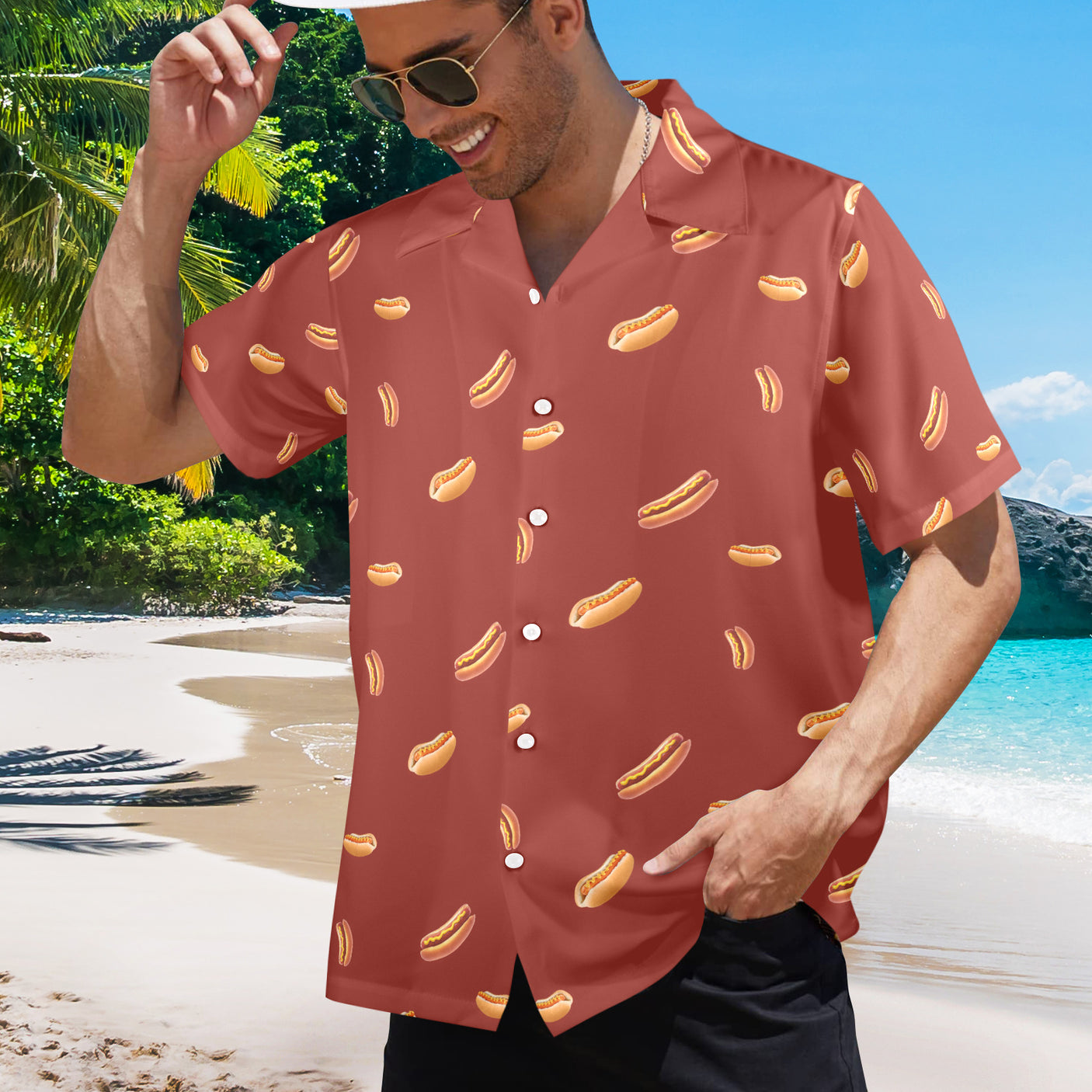 Hot Dog Hawaiian Shirt | Button Up Down Shirt