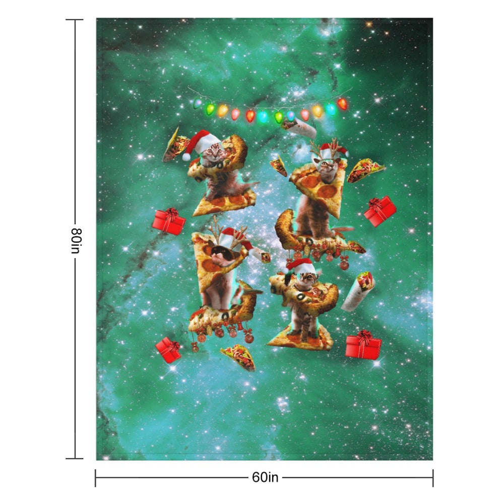 Christmas Space Cat Throw Blanket