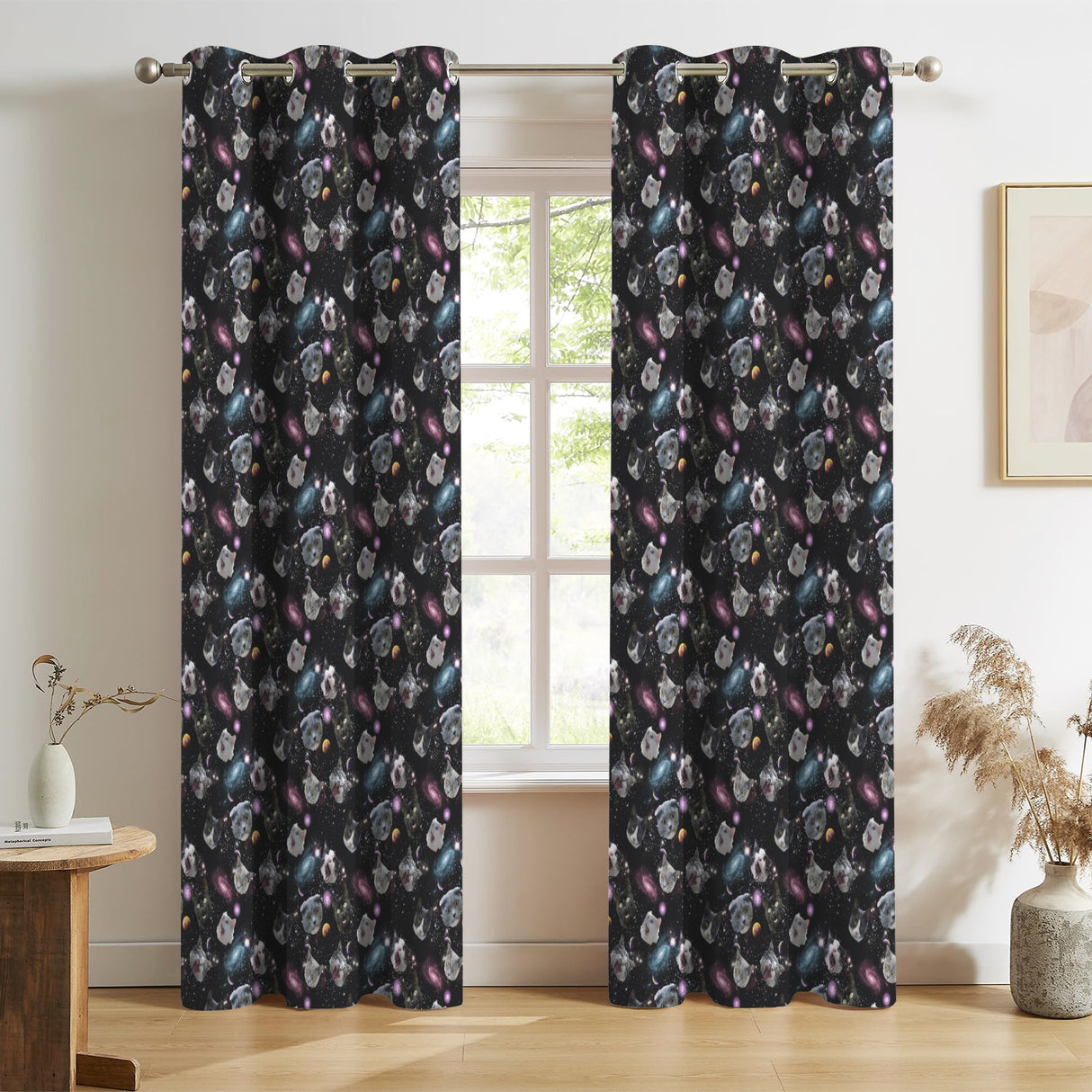 Space Guinea Pig Curtains – Galaxy Grommet Set, 52 x 84 in