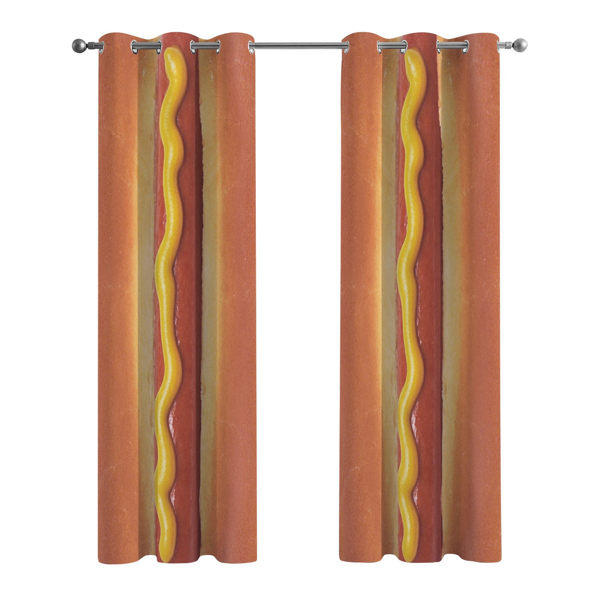 Giant Hot Dog Curtains – Funny Food Grommet Set, 52 x 84 in