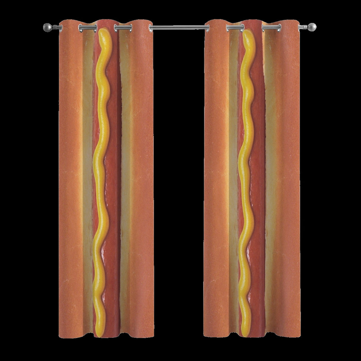 Giant Hot Dog Curtains – Funny Food Grommet Set, 52 x 84 in