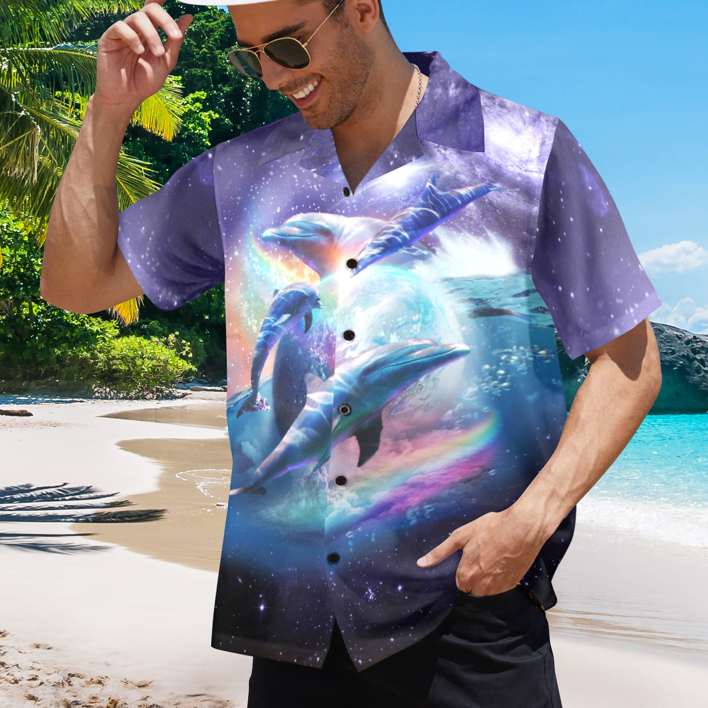 Space Dolphin Hawaiian Shirt
