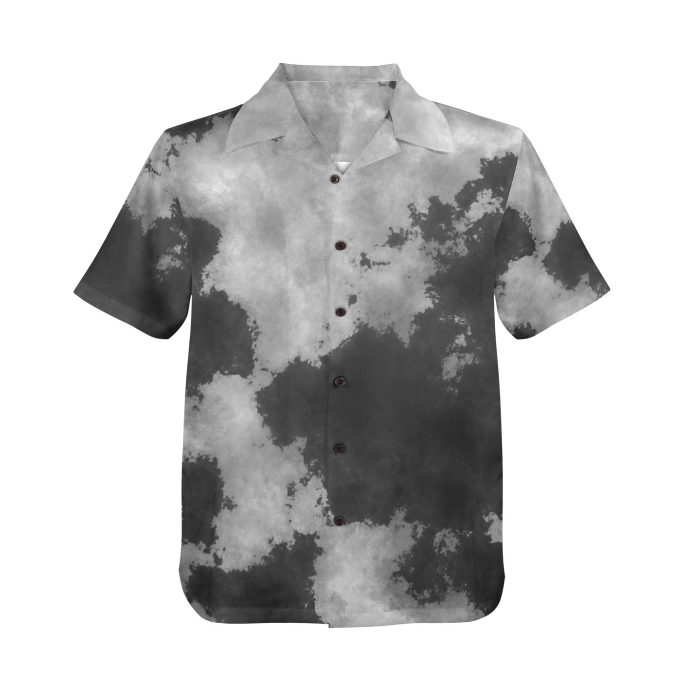 Black and White Tie Dye Hawaiian Shirt