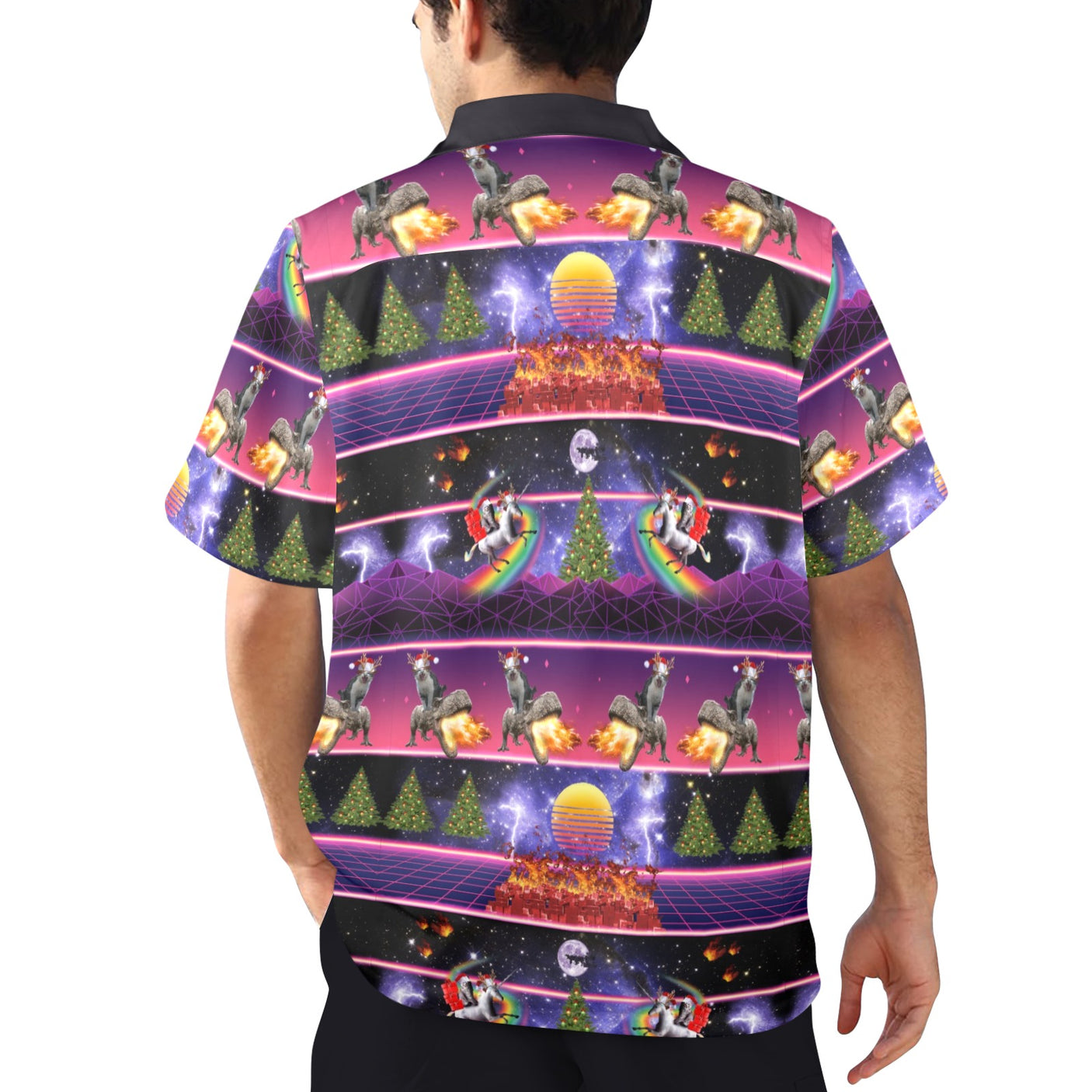 Cat Unicorn Dinosaur, Ugly Christmas in July Hawaiian Shirt