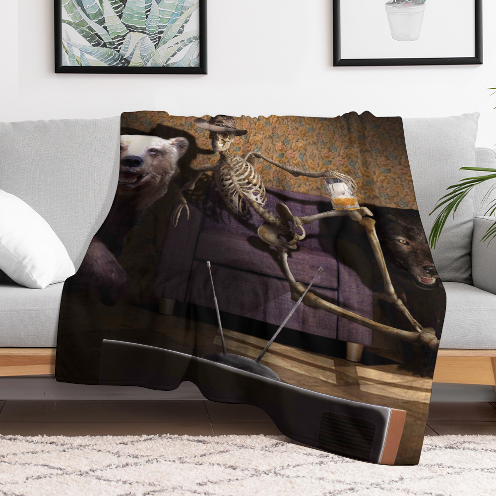Cowboy Skeleton Throw Blanket