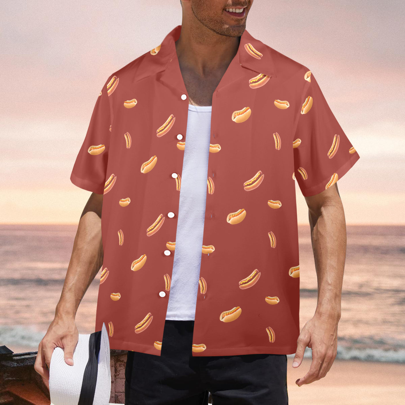 Hot Dog Hawaiian Shirt | Button Up Down Shirt