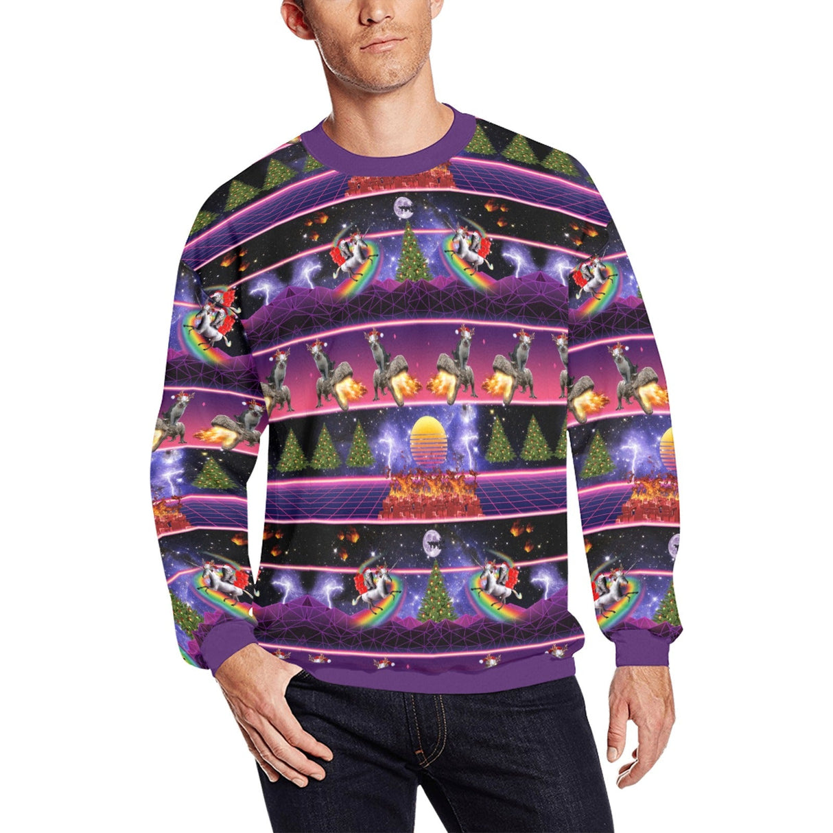 Cat Unicorn Dinosaur Ugly Christmas Sweater original product mockup