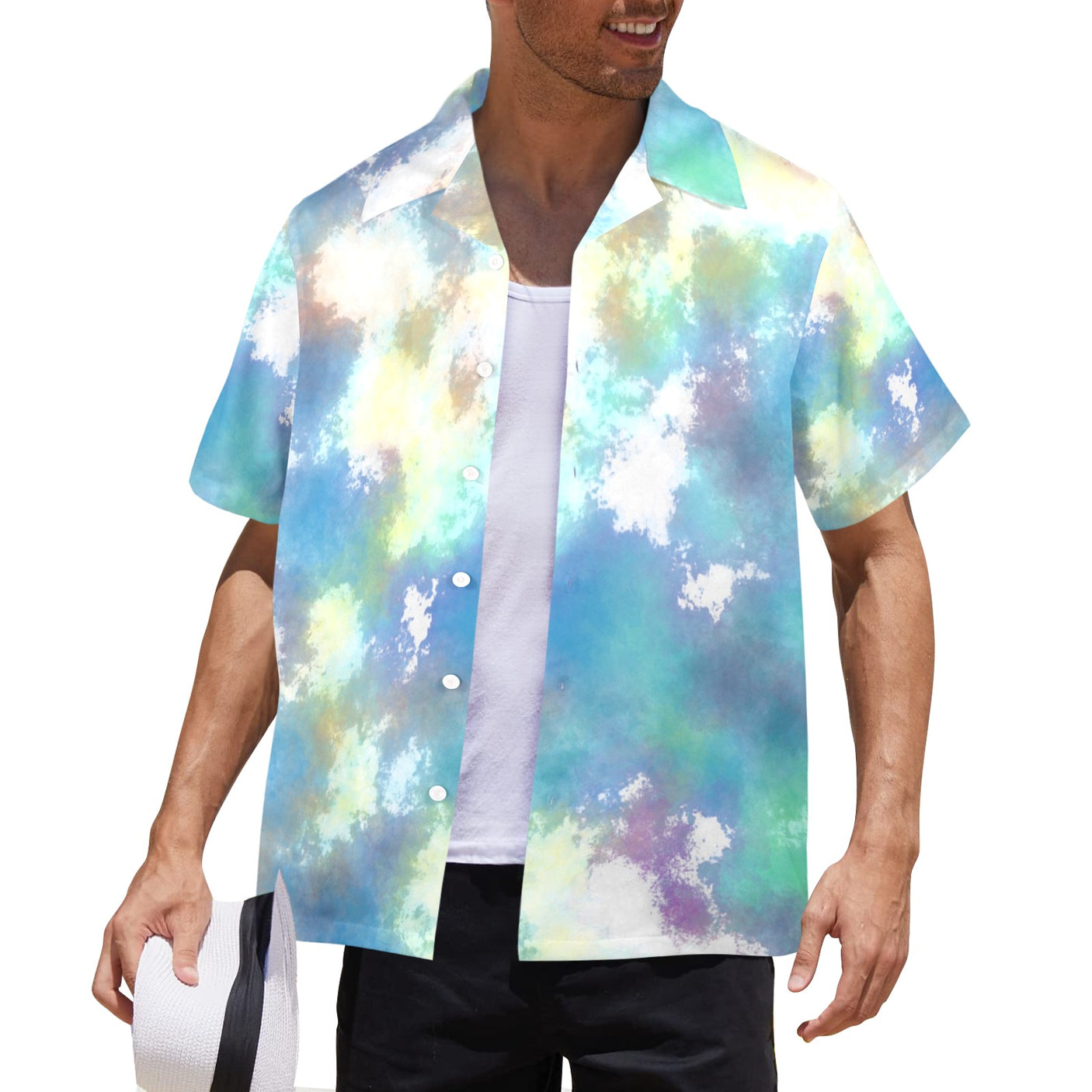 Pastel Tie Dye Hawaiian Shirt