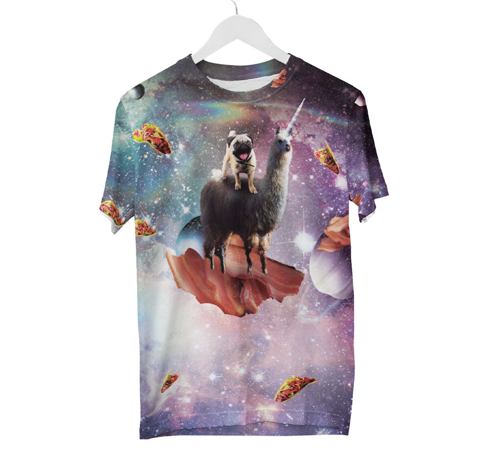 Mops reitet Lama Shirt | AOP 3D T-Shirts