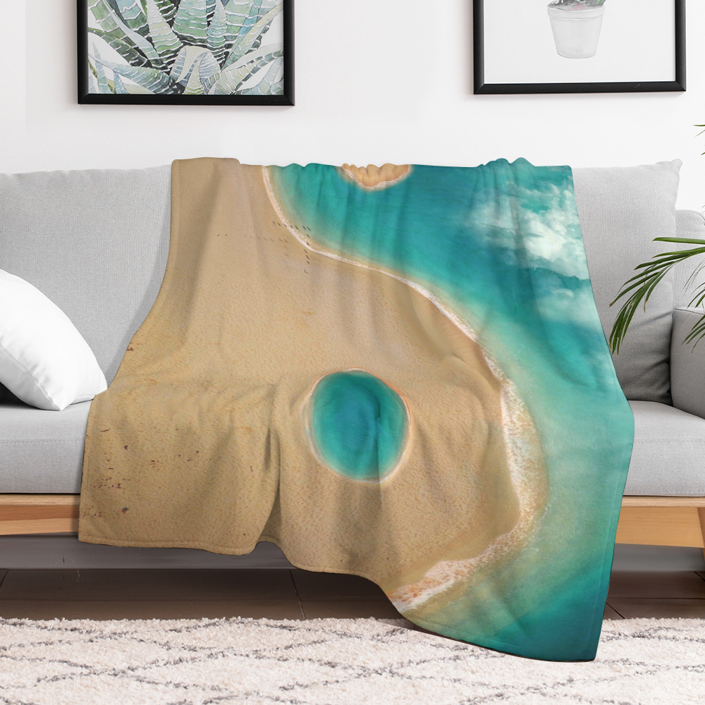 Yin Yang Beach Throw Blanket
