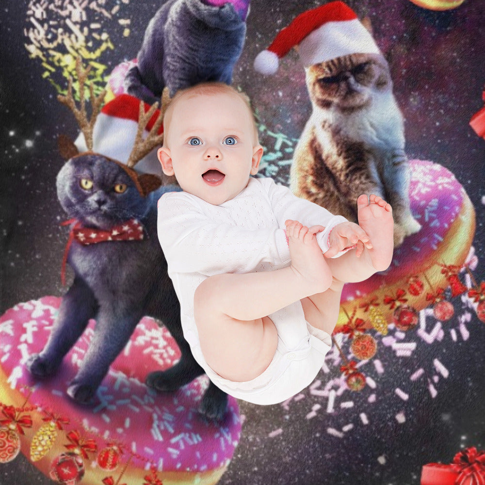 Space Cat Christmas Throw Blanket