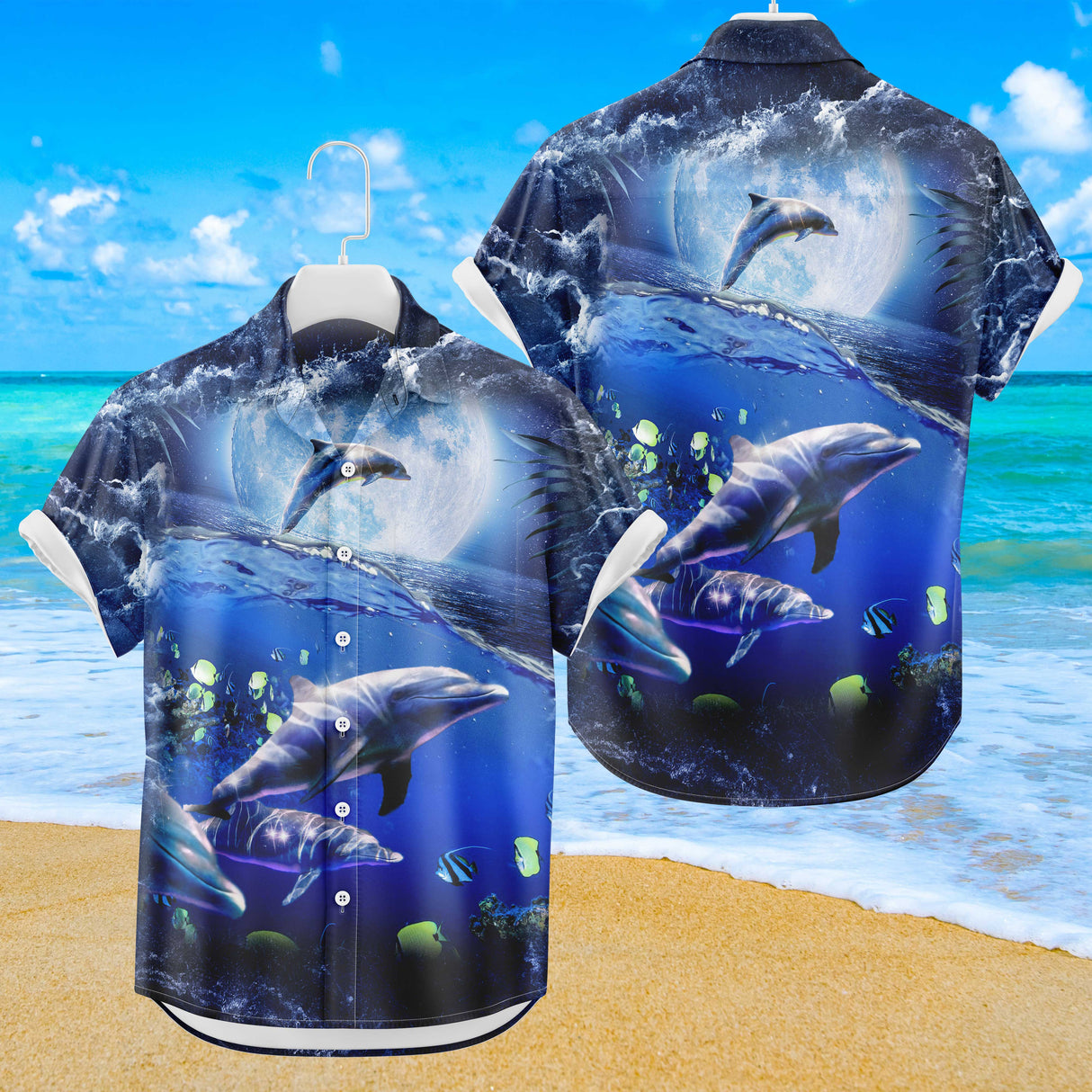 Chemise hawaïenne Moon Dolphin | Chemise boutonnée