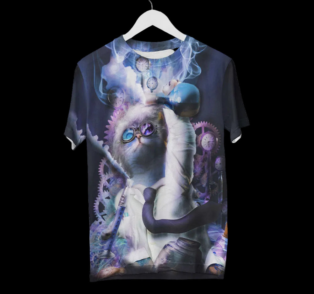 Cat Mad Scientist Shirt | AOP 3D Tee Shirts