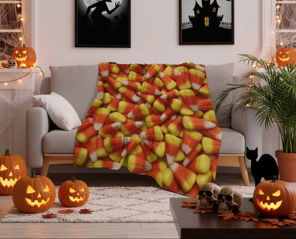 Candy Corn Throw Blanket – Halloween Fall Decor