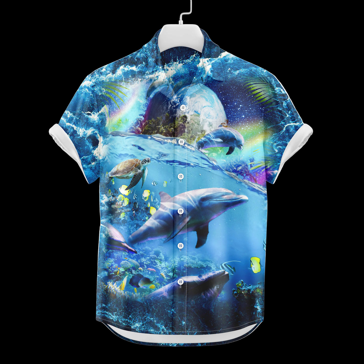Space Dolphin Vacation Hawaiian Shirt