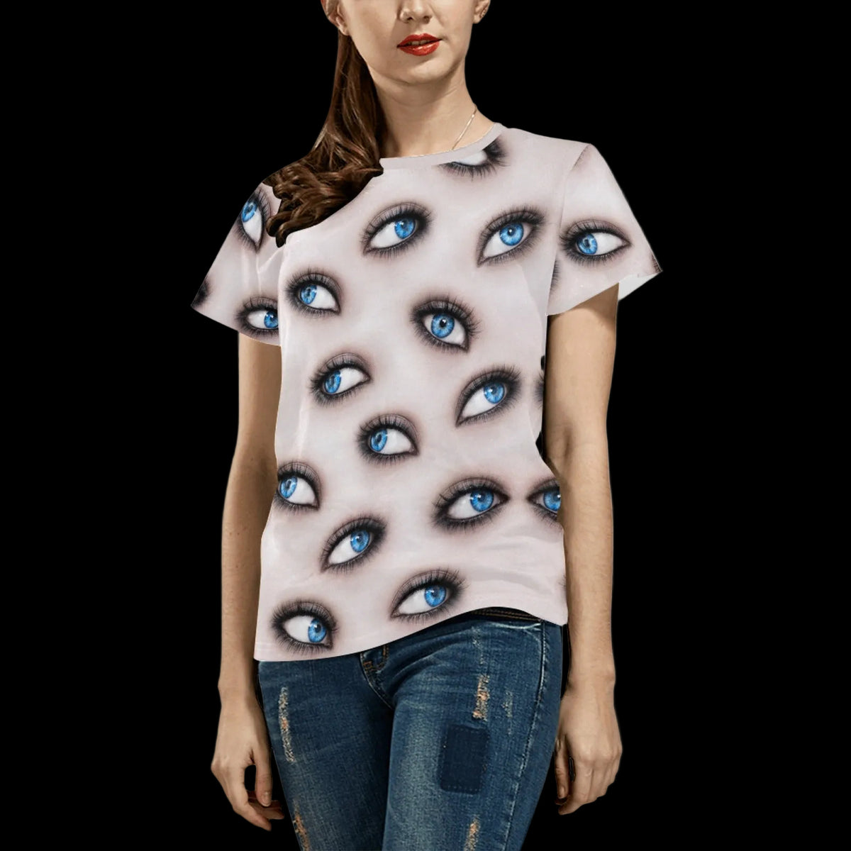 Blue Eyes Pattern Costume Shirt for Women