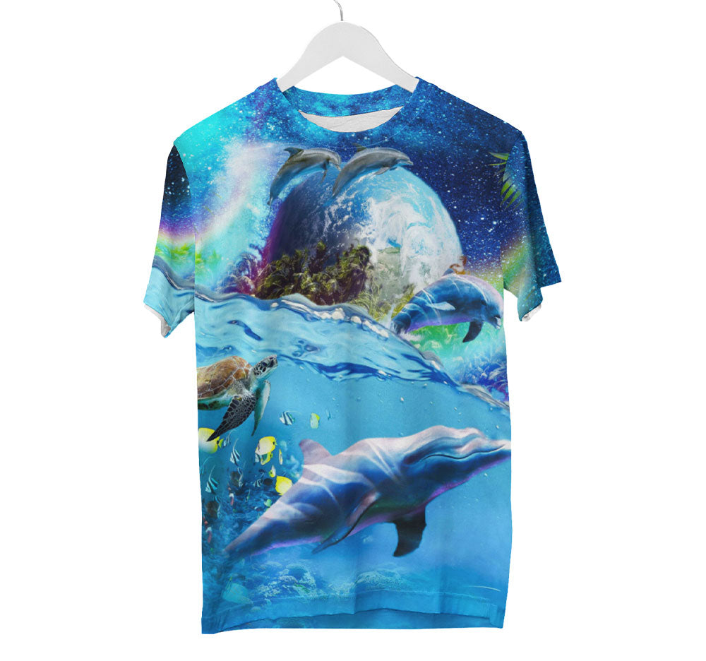Chemise de dauphin spatial | T-shirts AOP 3D