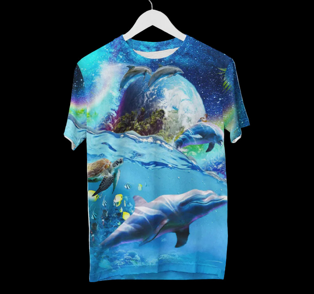 Weltraum-Delfin-Shirt | AOP 3D T-Shirts