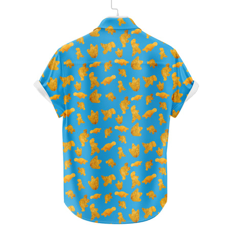 Chemise hawaïenne de nuggets de poulet de dinosaure | Chemise boutonnée