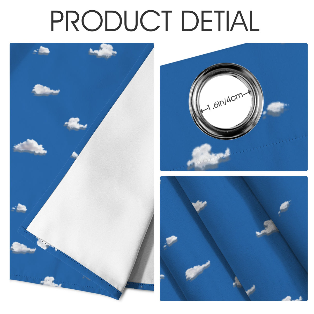 Cloud Window Curtains – Blue Sky Grommet Set, 52 x 84 in