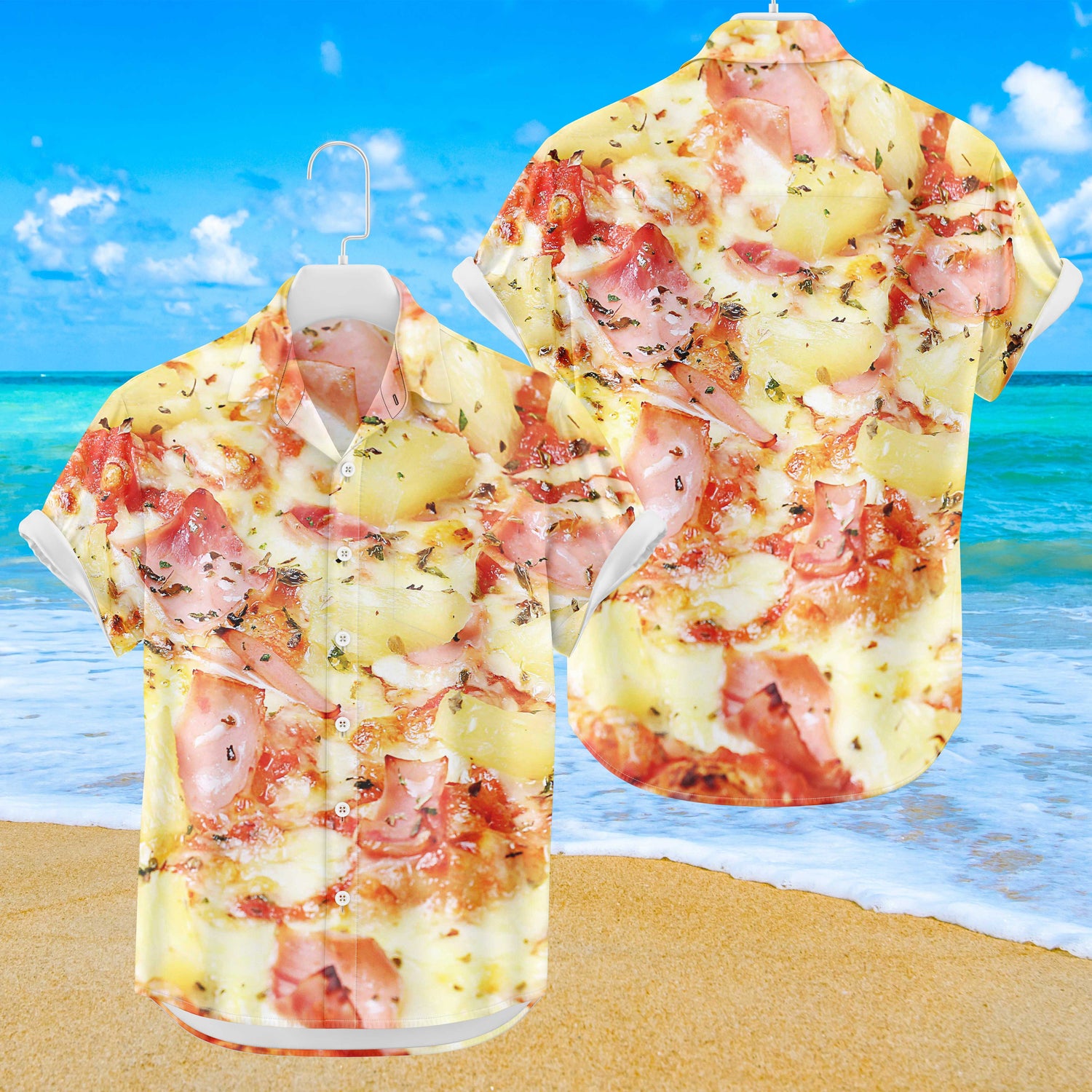 Ananas-Pizza-Hemd | Button-Up-Down-Hemd