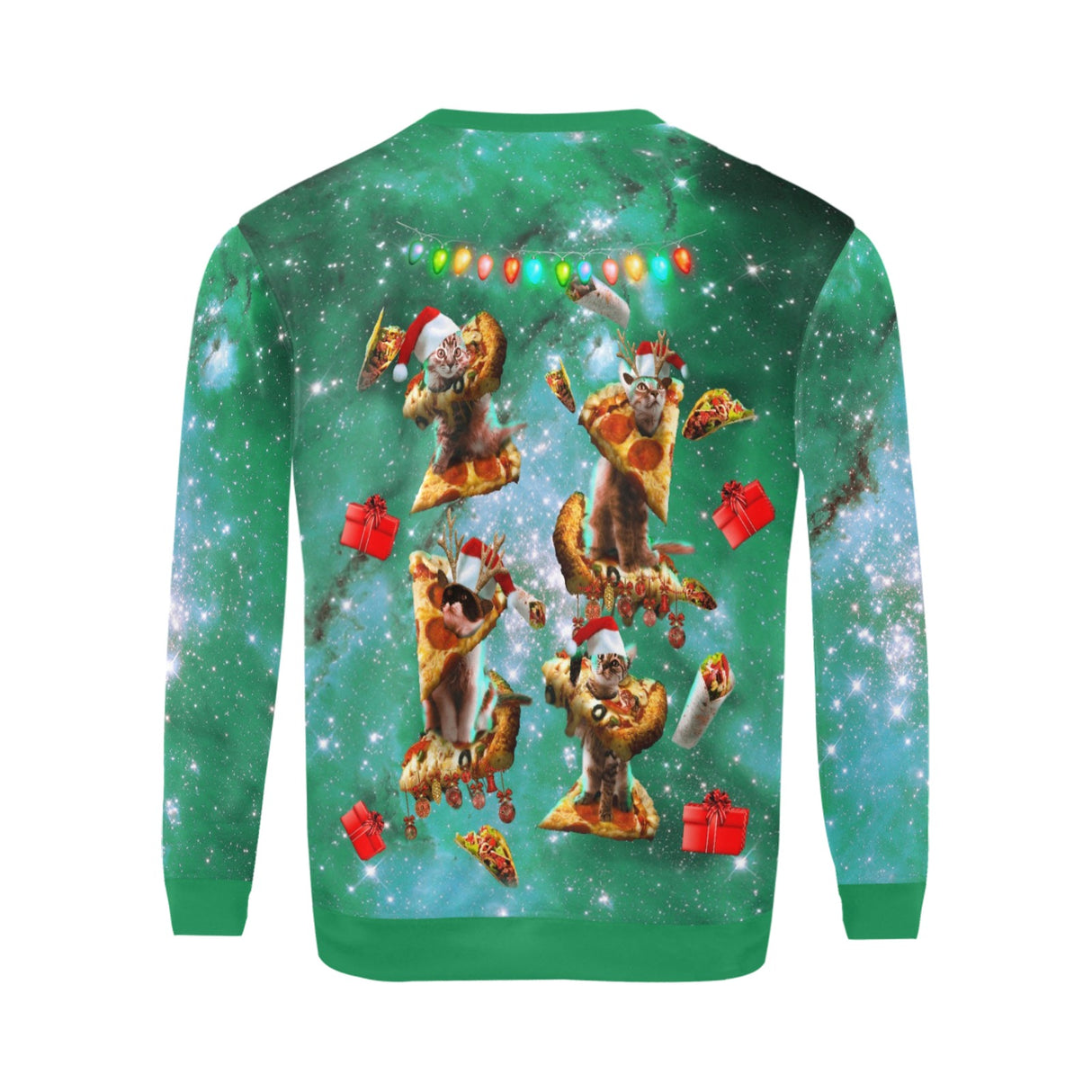 Galaxy Pizza Cat Ugly Christmas Sweater