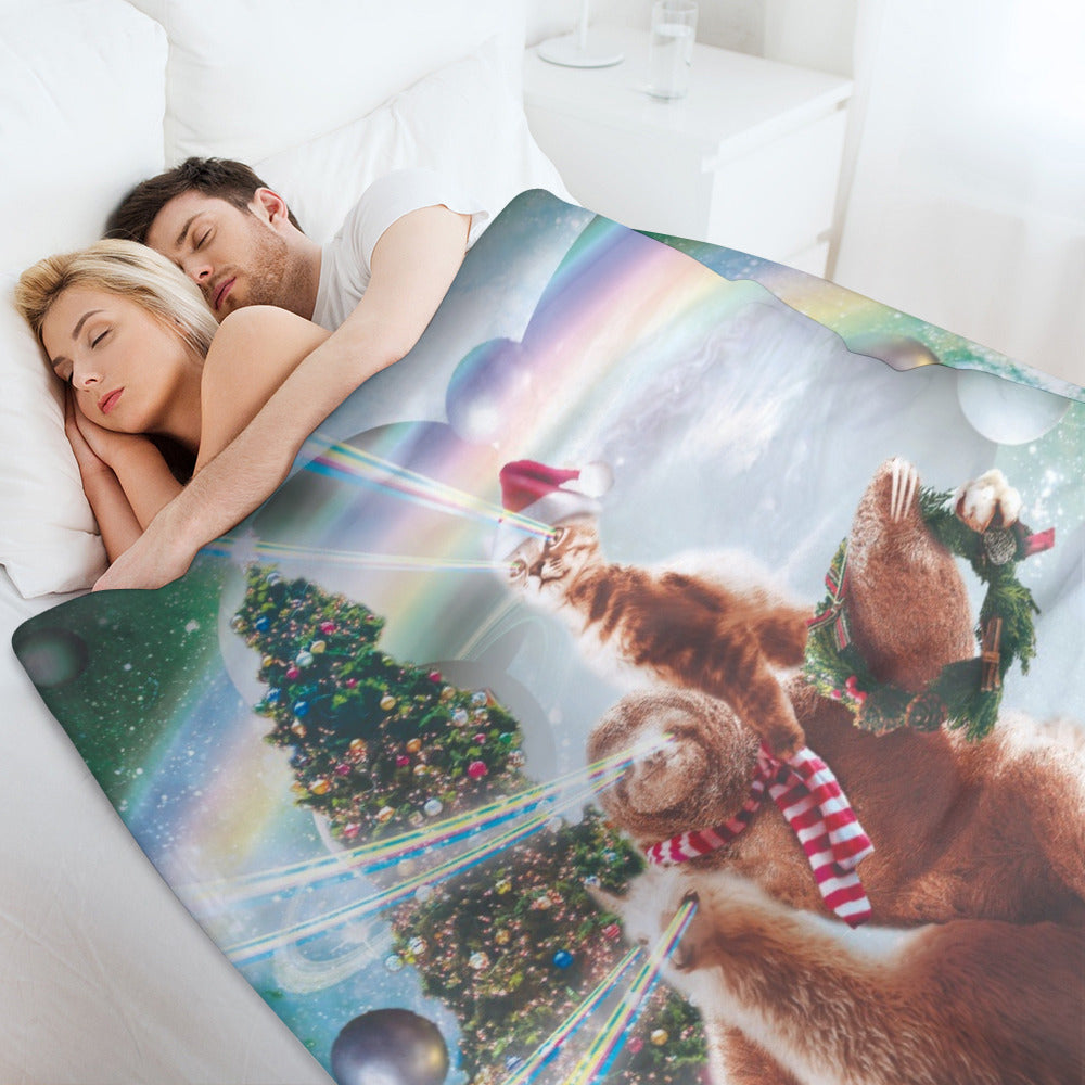 Christmas Cat Sloth Llama Throw Blanket