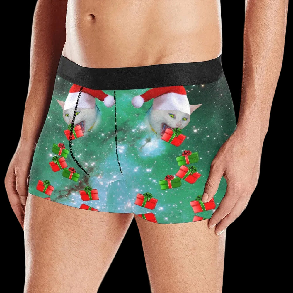 Christmas Space Cat Santa Boxer Brief Boxers