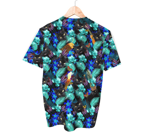 Chemise de chat noir tropical | T-shirts AOP 3D