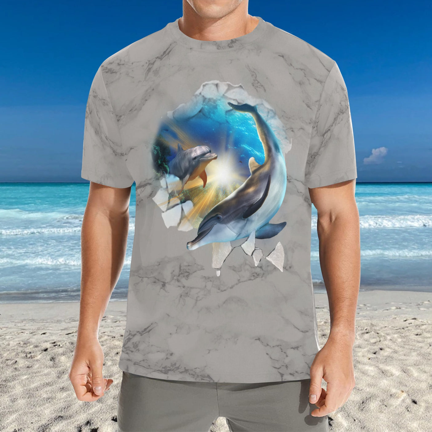 Tie Dye Dolphin AOP Shirt | 90's 2000's Retro Dolphins T-Shirt