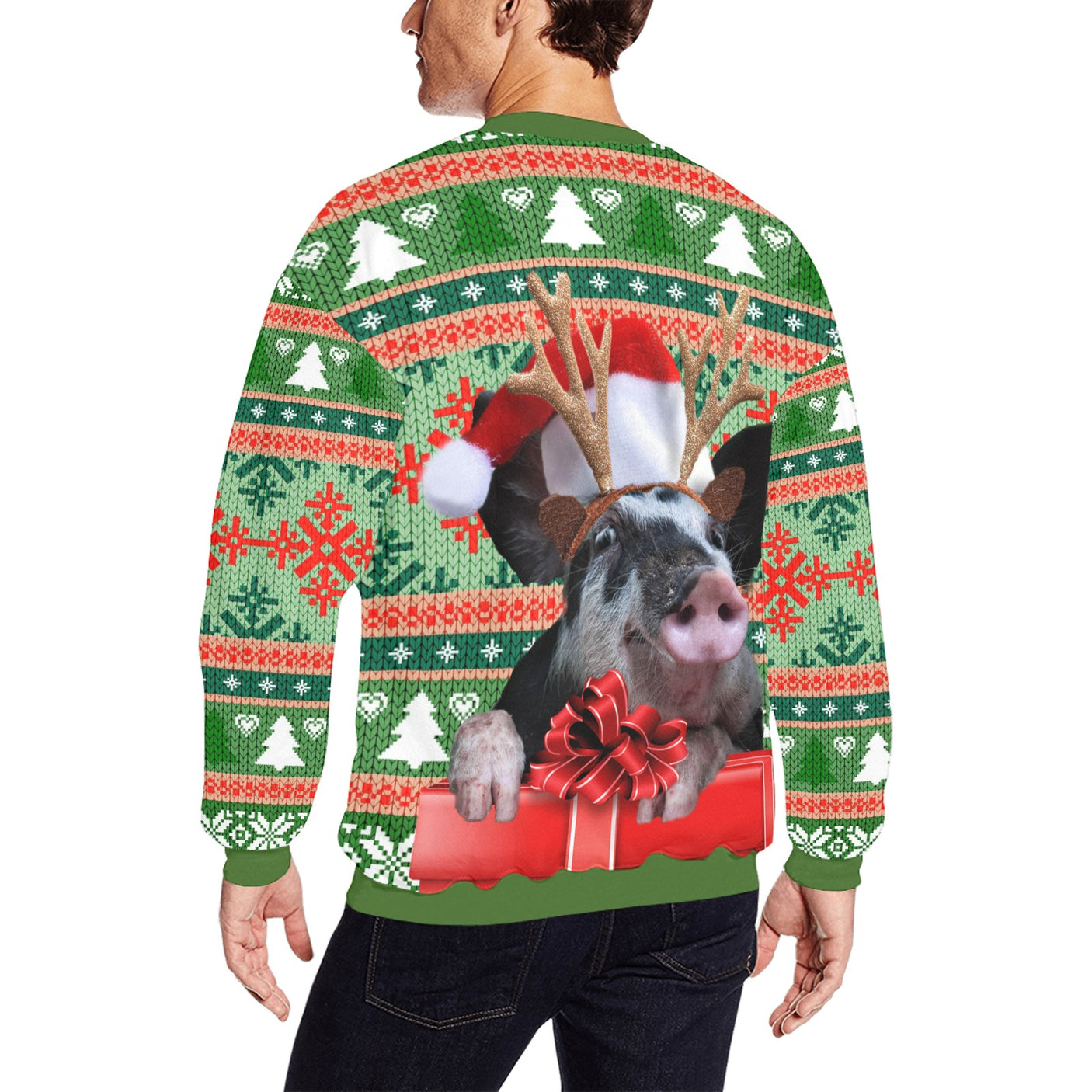 Hässlicher Weihnachtspullover mit Schweinchen