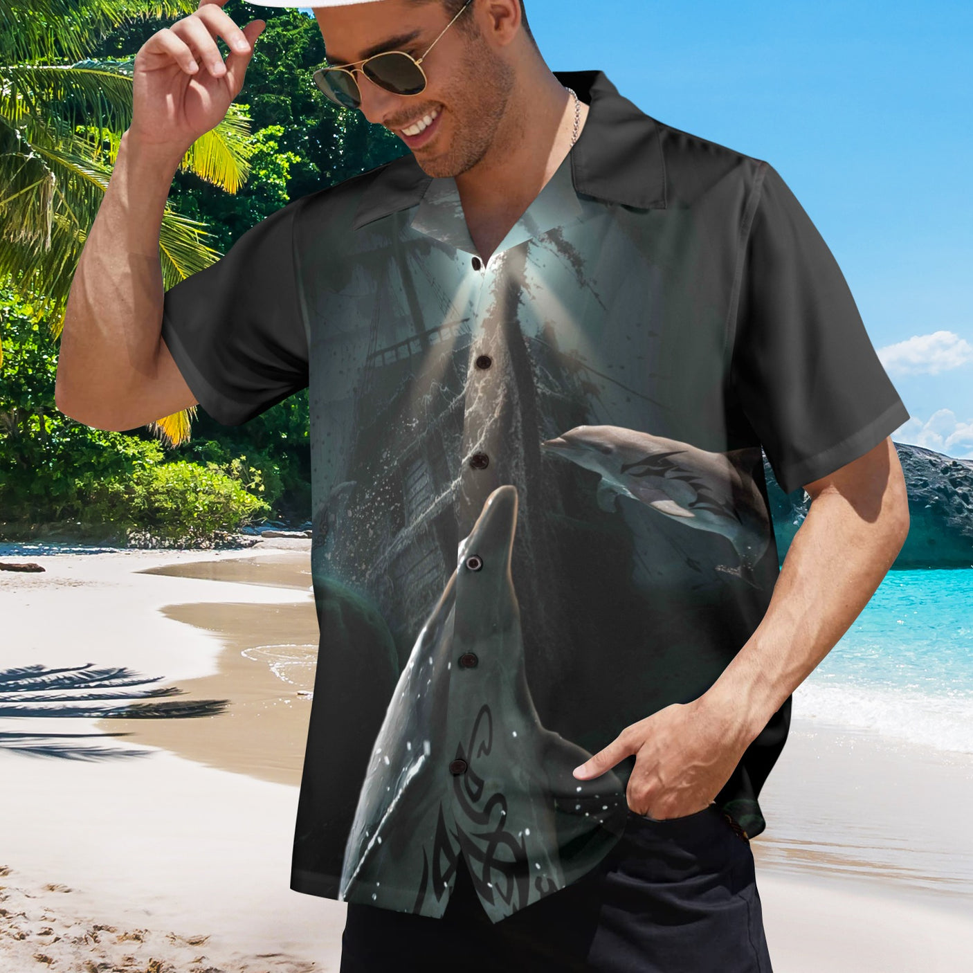 Dolphin Pirate Hawaiian Shirt