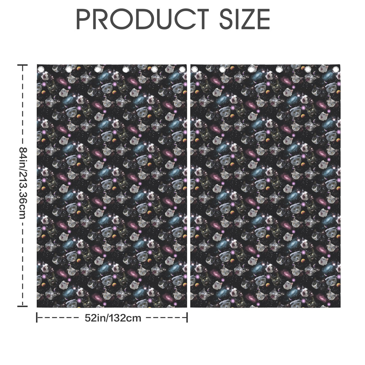 Space Guinea Pig Curtains – Galaxy Grommet Set, 52 x 84 in
