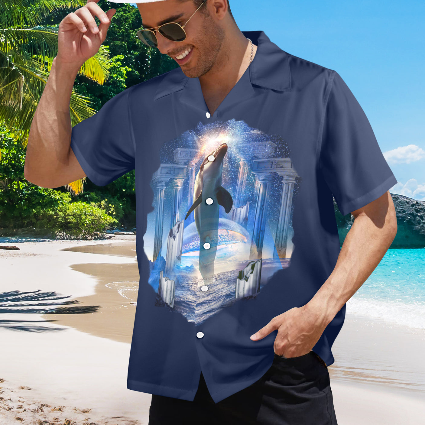 Dolphin Hawaiian Shirt | Button Up Down Shirt