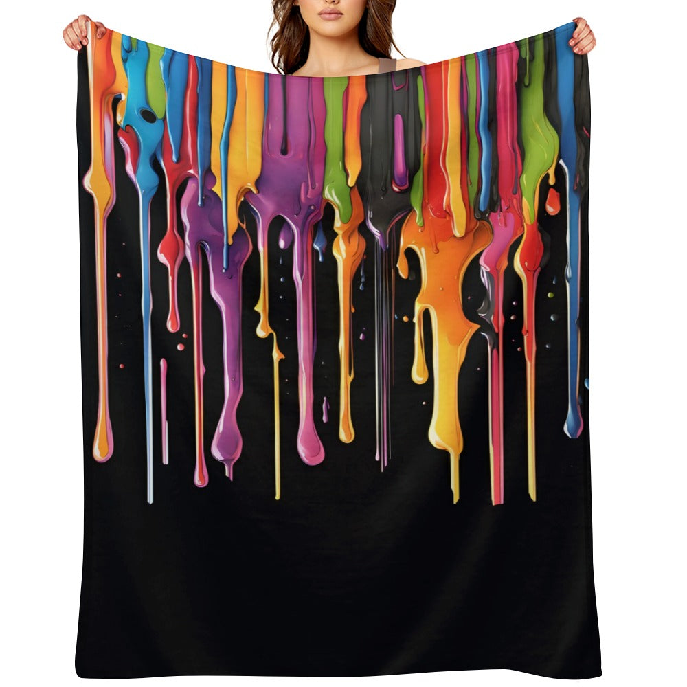 Rainbow Paint Drip Throw Blanket