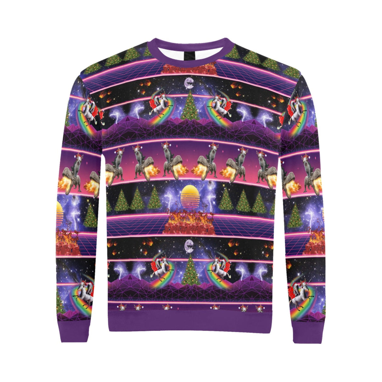 Cat Unicorn Dinosaur Ugly Christmas Sweater back product view