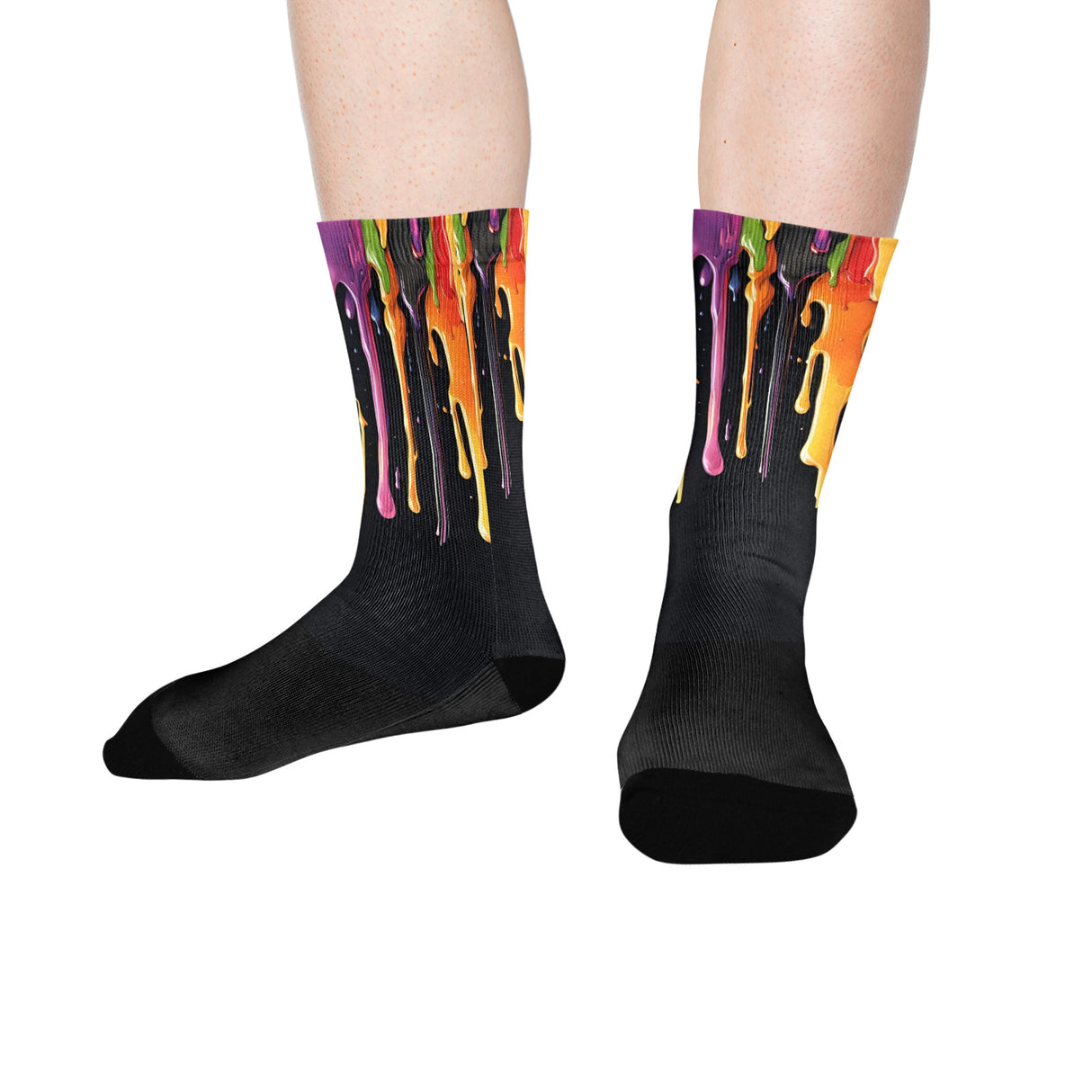 Rainbow Paint Drip Socks