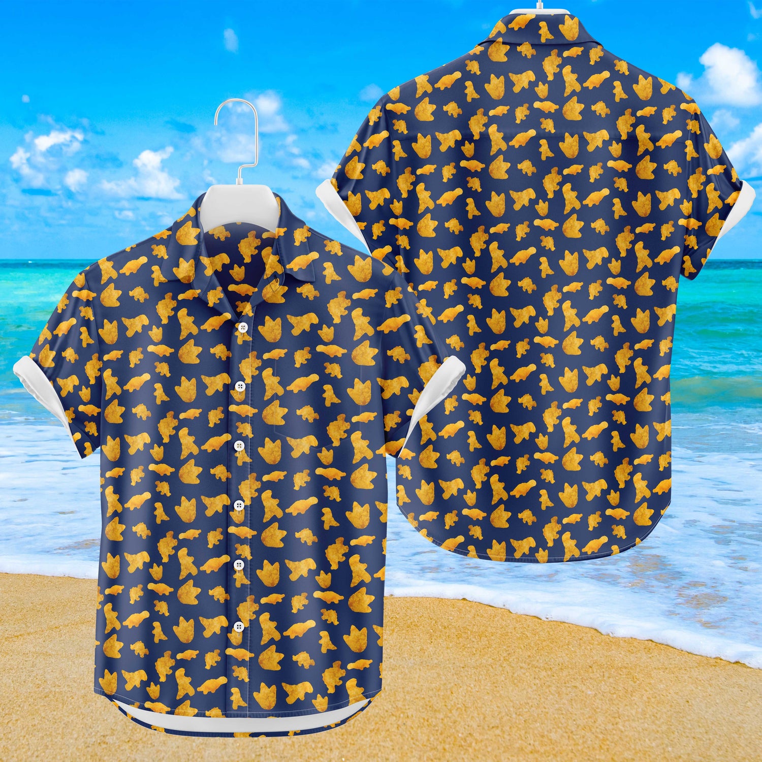 Dinosaurier Chicken Nuggets Hawaiihemd | Button Up Down Hemd