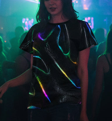 Florescent Black Rainbow Costume Shirt for Women