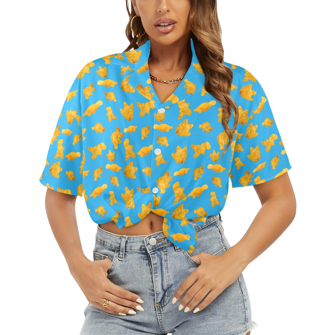 Dinosaur Chicken Nuggets Women's Hawaiian Shirt