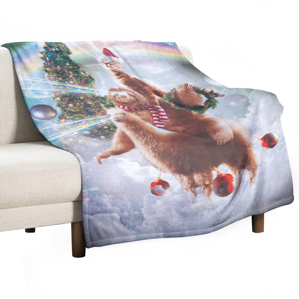 Christmas Cat Sloth Llama Throw Blanket