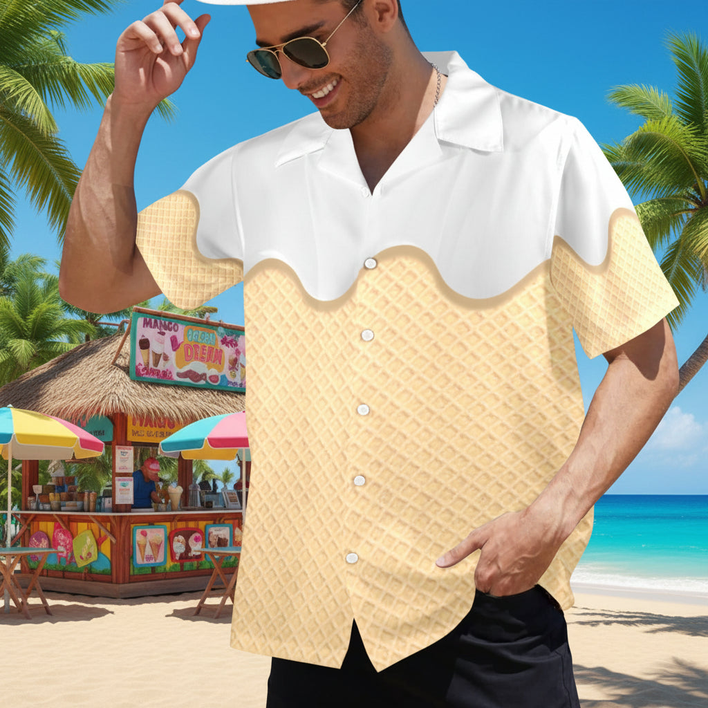 Ice Cream Hawaiian Shirt - Funny Summer Food Button-Up