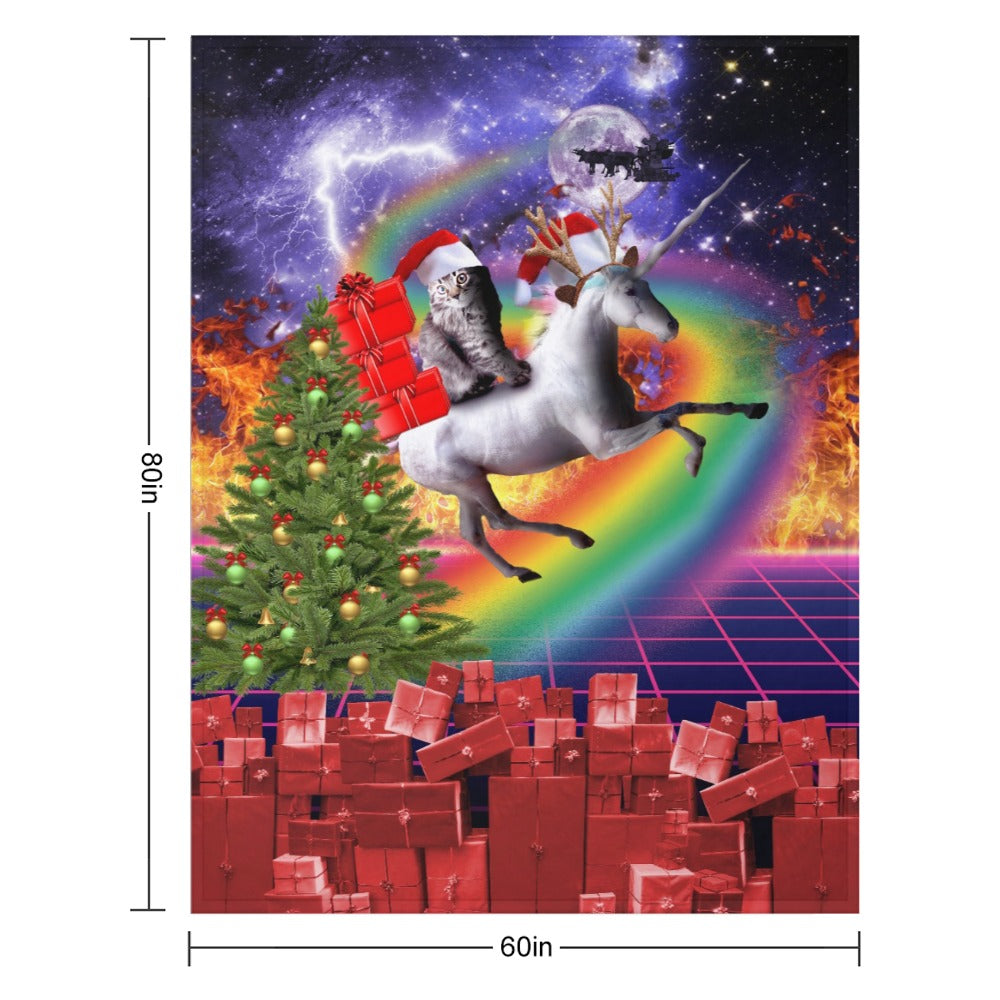 Christmas Cat Unicorn Throw Blanket