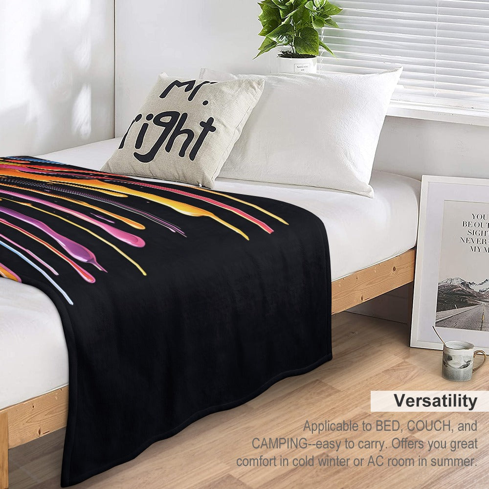 Rainbow Paint Drip Throw Blanket