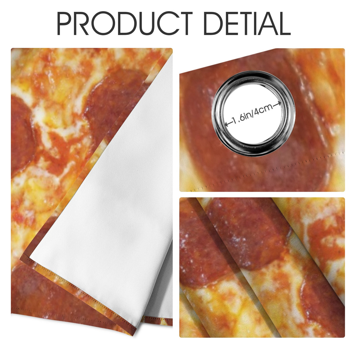Pepperoni Pizza Curtains – Funny Food Grommet Set, 52 x 84 in