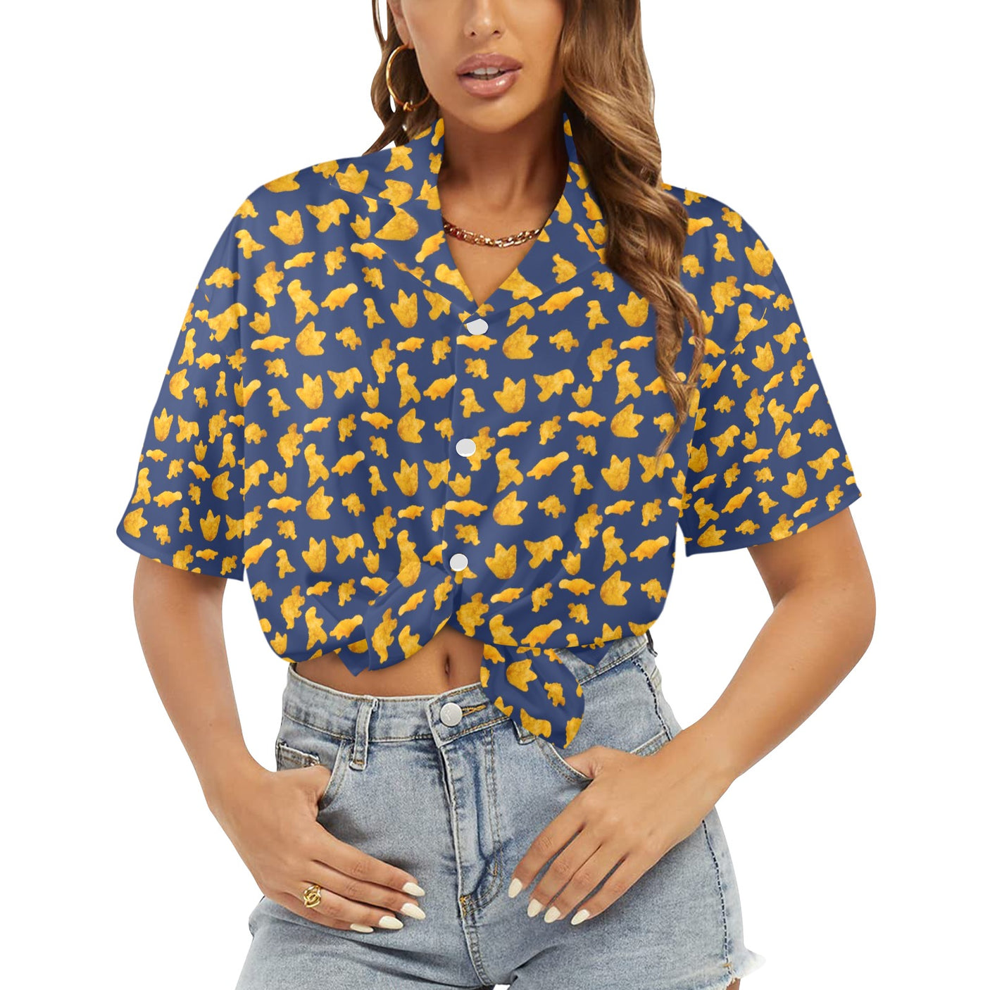 Dinosaur Chicken Nuggets Women's Hawaiian Shirt
