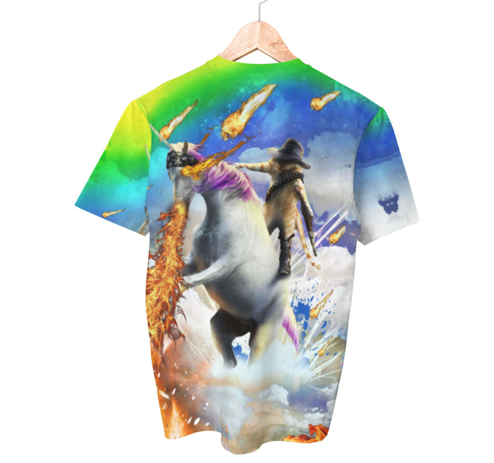 Cat Riding Unicorn Shirt | AOP 3D Tee Shirts