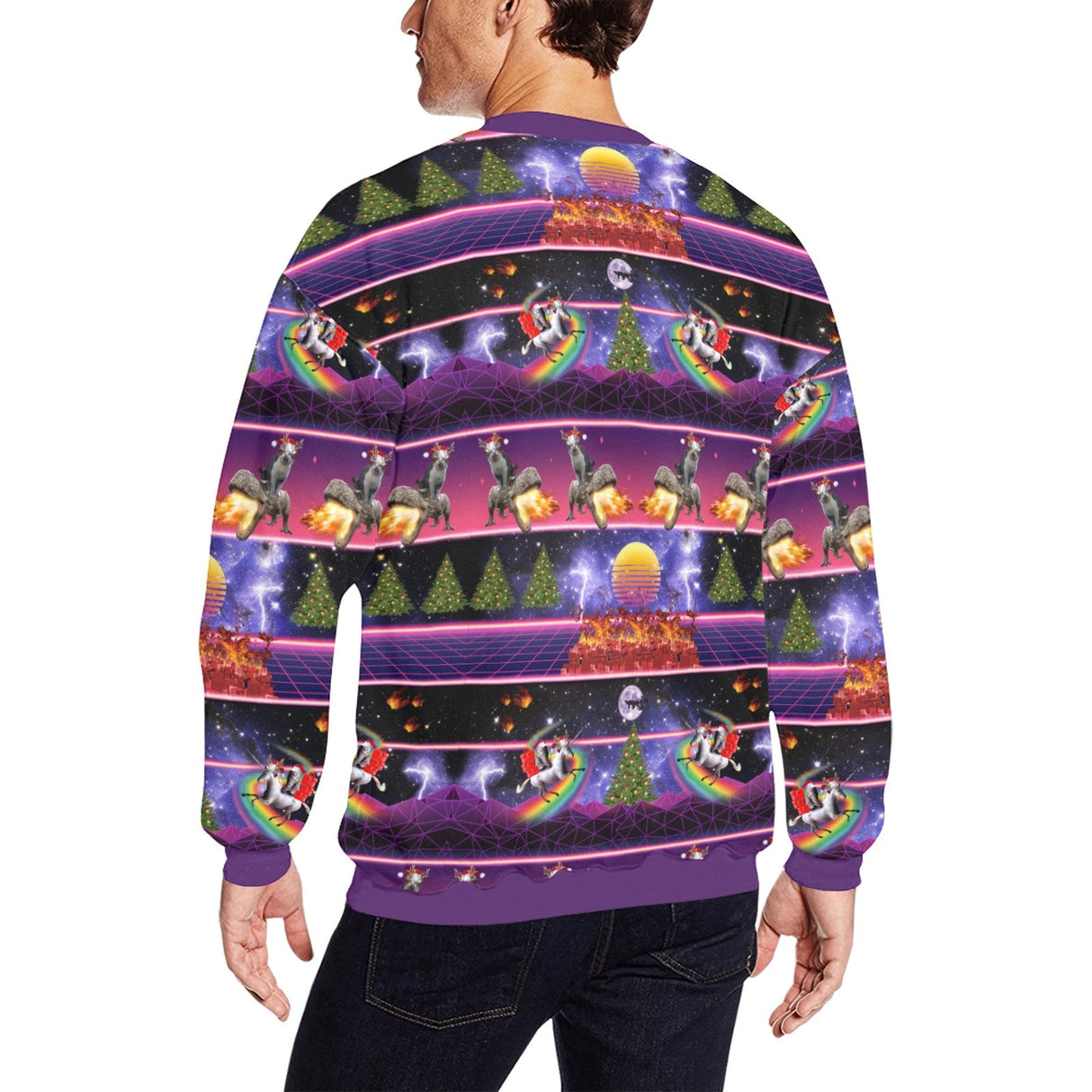 Cat Unicorn Dinosaur Ugly Christmas Sweater alternate product view