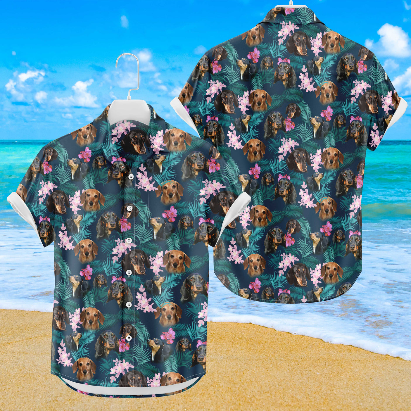 Dachshund Hawaiian Shirt | Dog Button Up Down Shirt