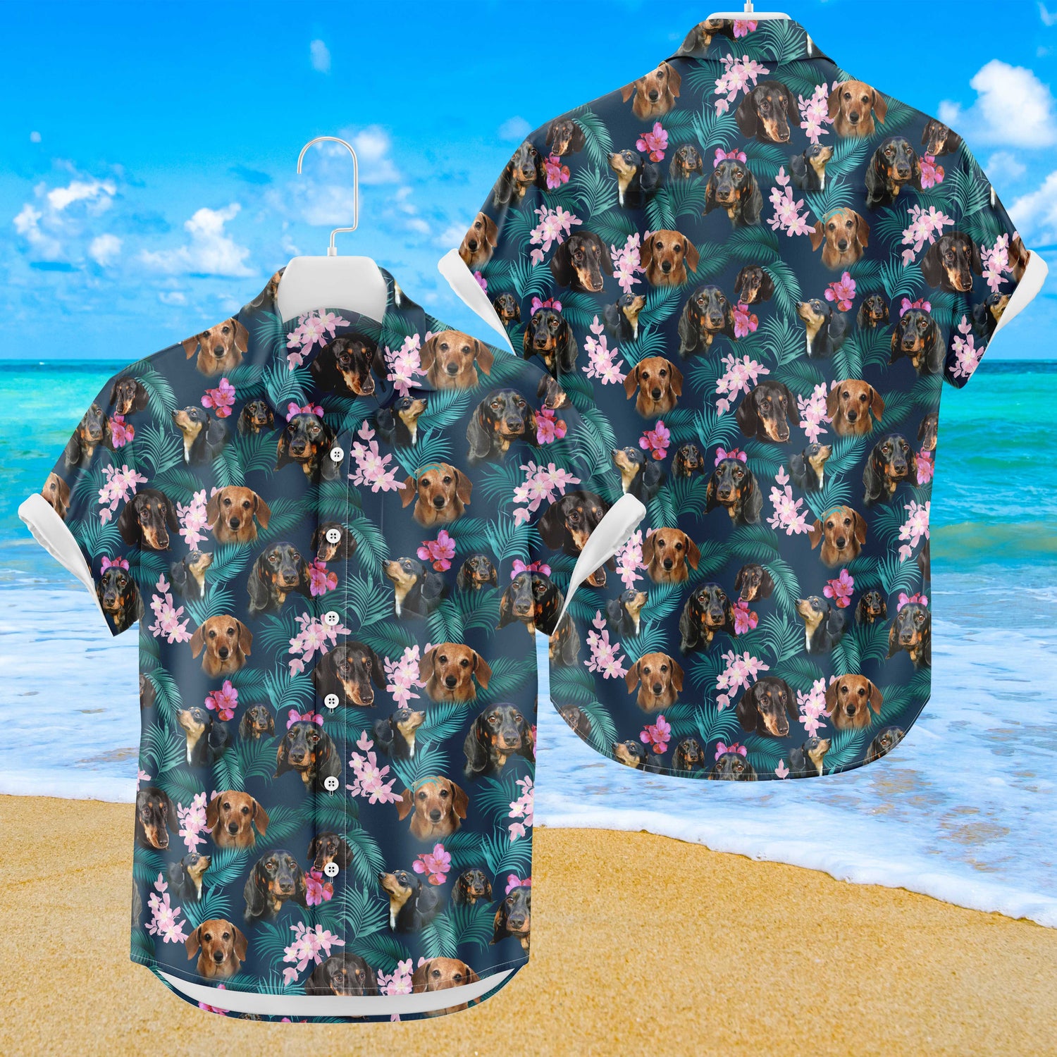 Dachshund Hawaiian Shirt | Dog Button Up Down Shirt